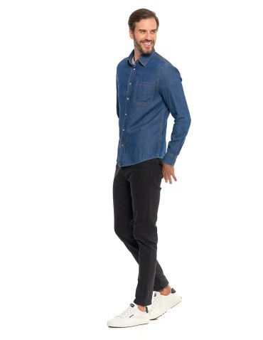 Koszulki, topy, koszule - Klasyczna męska koszula jeansowa JEANS - produkt 7