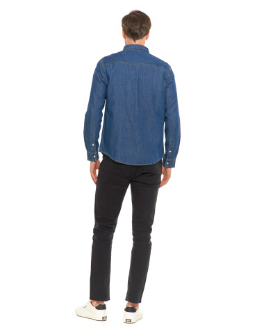Koszulki, topy, koszule - Klasyczna męska koszula jeansowa JEANS - produkt 8