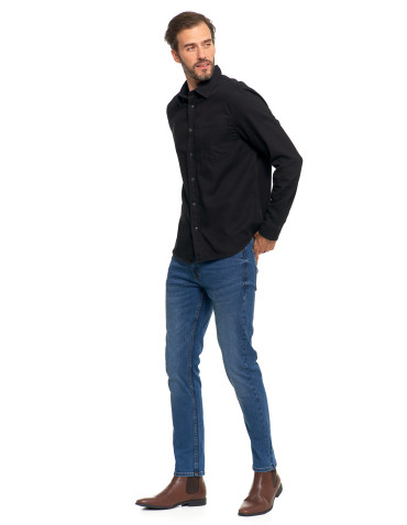 Koszulki, topy, koszule - Klasyczna męska koszula jeansowa CZARNY - produkt 8