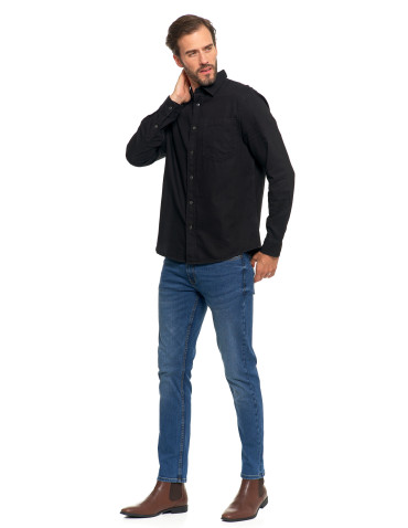Koszulki, topy, koszule - Klasyczna męska koszula jeansowa CZARNY - produkt 12