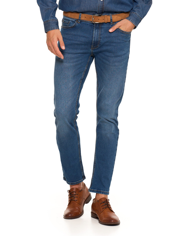 Spodnie - Spodnie jeansowe męskie stylowe GRANATOWY - produkt moraj.pl 1