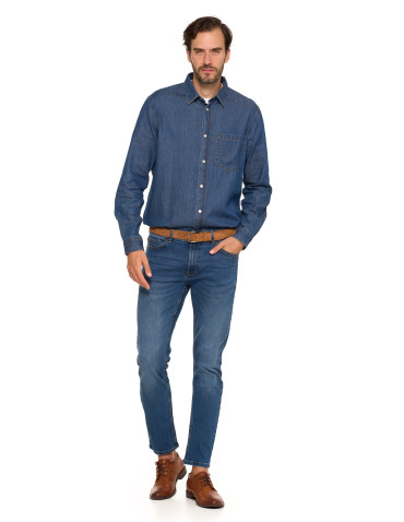Spodnie - Spodnie jeansowe męskie stylowe GRANATOWY - produkt 6
