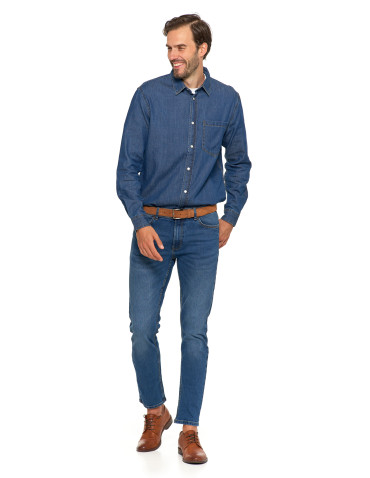 Spodnie - Spodnie jeansowe męskie stylowe GRANATOWY - produkt 7