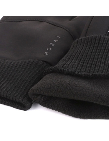 Rękawiczki - Czarne rękawiczki męskie sportowe typu Softshell dotykowe CZARNY - produkt 3
