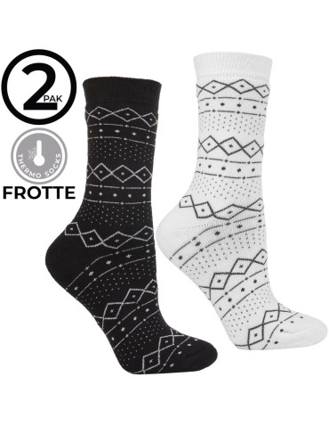 Długie - Ciepłe skarpety damskie długie frotte 2-pak WIELOKOLOROWY - produkt 5