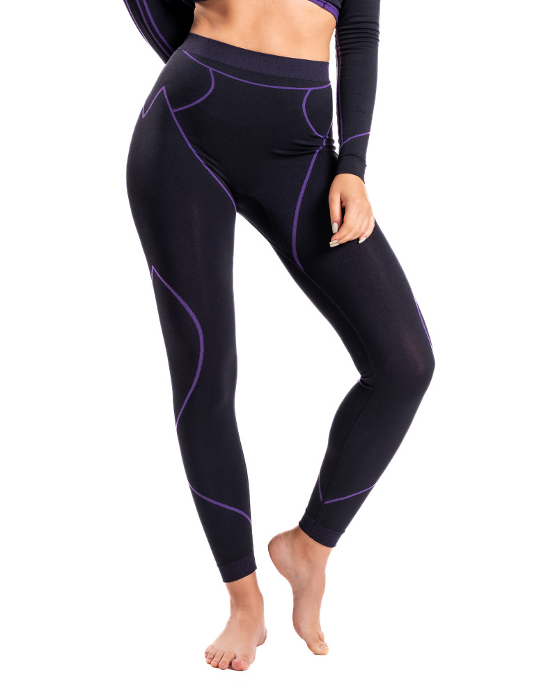 Bielizna termoaktywna - Damskie legginsy termoaktywne bezszwowe FIOLETOWY - produkt moraj.pl 1