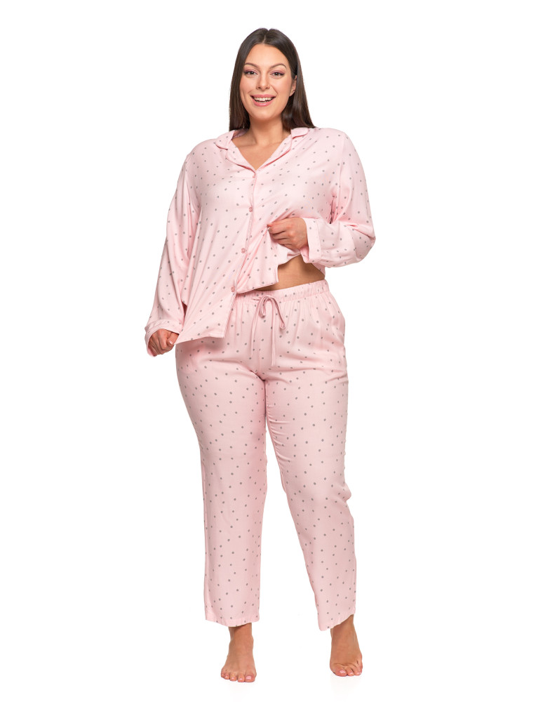 Długi rękaw - Damska piżama z długim rękawem i spodmiami wiskoza Plus Size RÓŻOWY - produkt moraj.pl 5