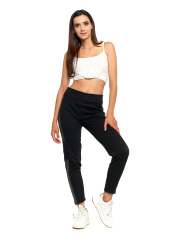 Legginsy - Legginsy damskie ocieplane z wysokim stanem CZARNY - produkt 4