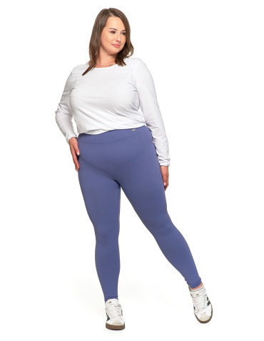 Legginsy - Prążkowane legginsy damskie sportowe z wysokim stanem NIEBIESKI - produkt 12