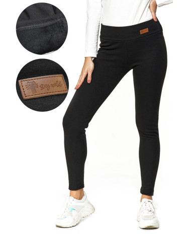 Legginsy - Legginsy ocieplane damskie plus size CZARNY - produkt 1