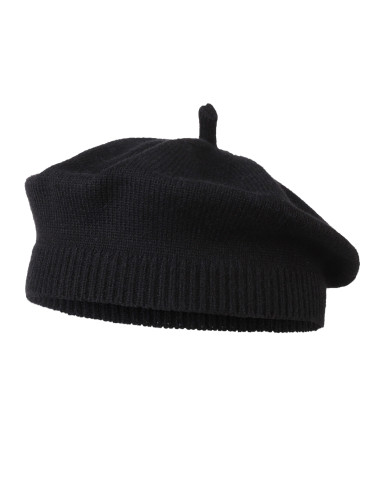Czapki - Beret damski klasyczny dzianinowy CZARNY - produkt 2