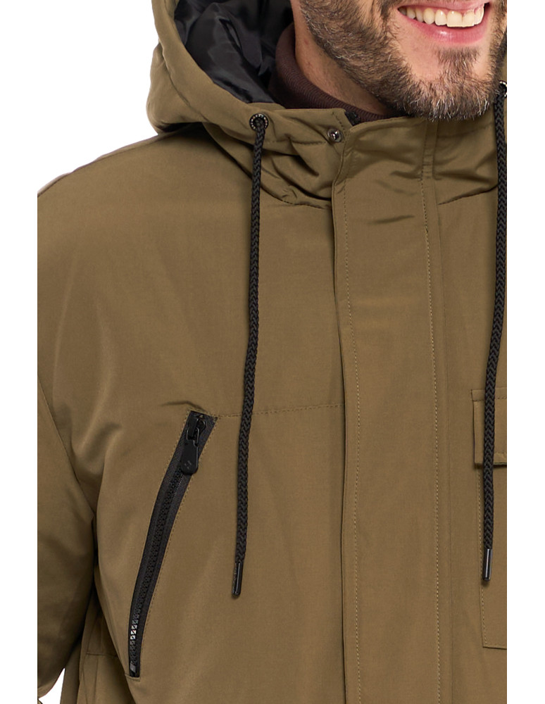 Odzież wierzchnia - Kurtka zimowa męska z kieszeniami cargo KHAKI - produkt moraj.pl 4