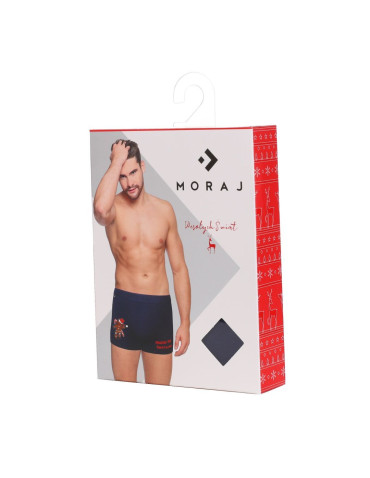 Bielizna - Bokserki męskie świąteczne z zabawnym napisem GRANATOWY - produkt 2