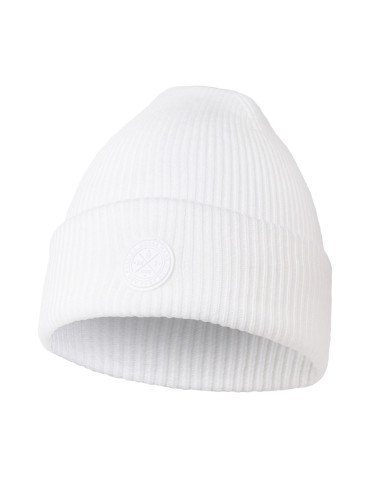 Czapki - Czapka damska zimowa beanie w prążek BIAŁY - produkt 1