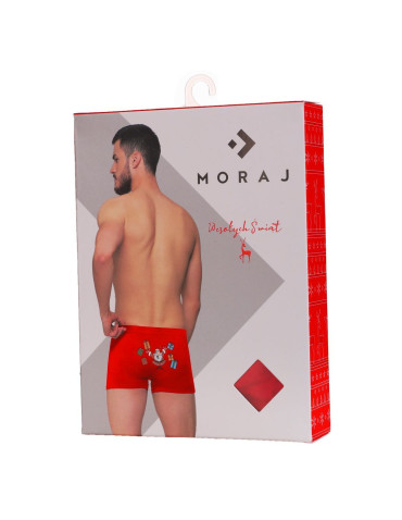 Bielizna - Majtki bokserki męskie świąteczny wzór Mikołaja zabawne CZERWONY - produkt 2