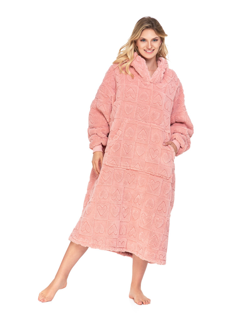Kocobluzy - Ciepła kocobluza damska w serduszka RÓŻOWY - produkt moraj.pl 1
