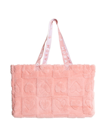 Akcesoria i dekoracje - Torba pluszowa shopper z serduszkami RÓŻOWY - produkt 1