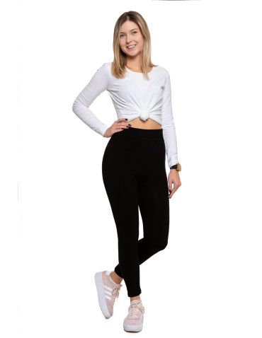Legginsy - Damskie legginsy ocieplane bezszwowe z wiskozą CZARNY - produkt 1