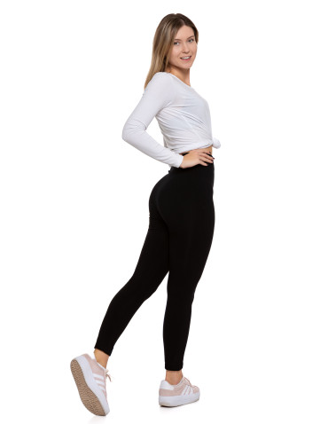 Legginsy - Damskie legginsy ocieplane bezszwowe z wiskozą CZARNY - produkt 6