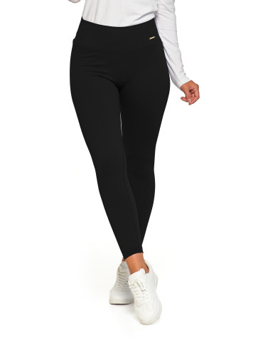 Legginsy - Prążkowane legginsy damskie sportowe z wysokim stanem CZARNY - produkt 7