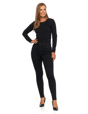 Spodnie - Spodnie damskie skinny z wysokim stanem CZARNY - produkt 11