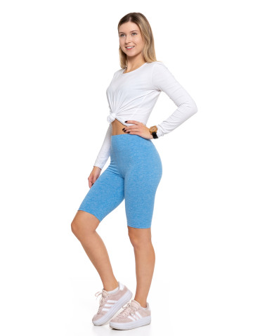 Legginsy - Legginsy damskie wysoki stan typu kolarka peach touch NIEBIESKI - produkt 1