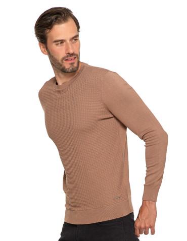 Swetry - Męski sweter klasyczny z wiskozy elegancki MOKKA - produkt 3
