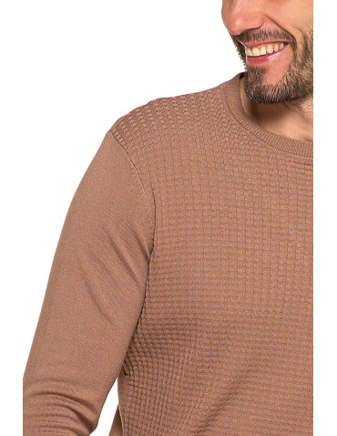 Swetry - Męski sweter klasyczny z wiskozy elegancki MOKKA - produkt 4