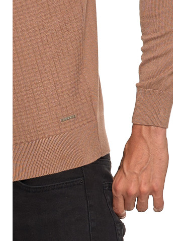 Swetry - Męski sweter klasyczny z wiskozy elegancki MOKKA - produkt 5