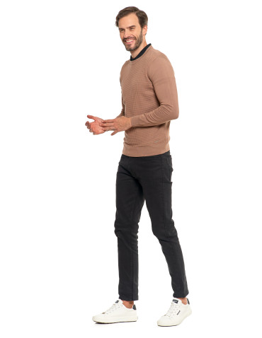 Swetry - Męski sweter klasyczny z wiskozy elegancki MOKKA - produkt 10