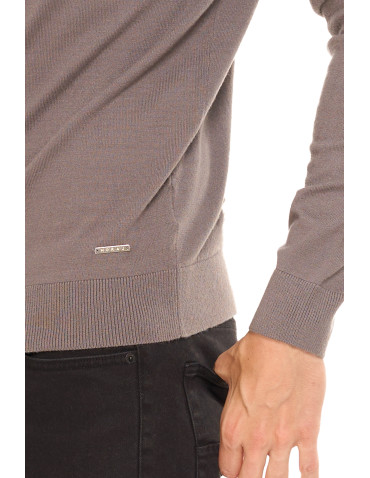 Swetry - Męski sweter klasyczny z golfem SZARY - produkt 5