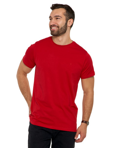 Koszulki, topy, koszule - Koszulka męska T-shirt bawełniana Premium okrągły dekolt BORDOWY - produkt 1