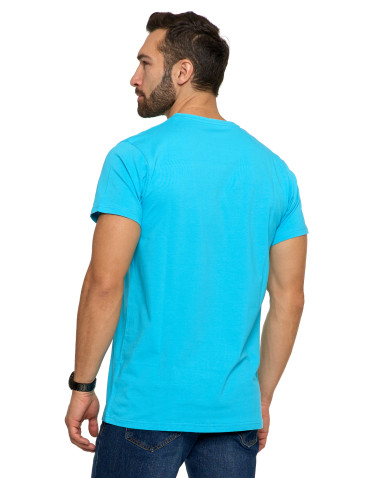 Koszulki, topy, koszule - Koszulka męska T-shirt bawełniana Premium okrągły dekolt TURKUSOWY - produkt 2