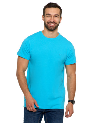 Koszulki, topy, koszule - Koszulka męska T-shirt bawełniana Premium okrągły dekolt TURKUSOWY - produkt 3