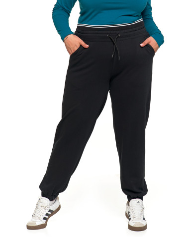 Spodnie - Damskie spodnie dresowe ocieplane joggery z wysokim stanem CZARNY - produkt 5
