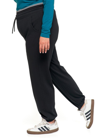 Spodnie - Damskie spodnie dresowe ocieplane joggery z wysokim stanem CZARNY - produkt 7