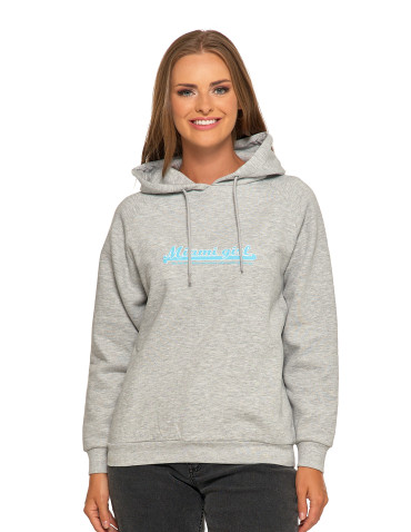 Bluzy - Ocieplana bluza dresowa damska z napisem SZARY - produkt 1