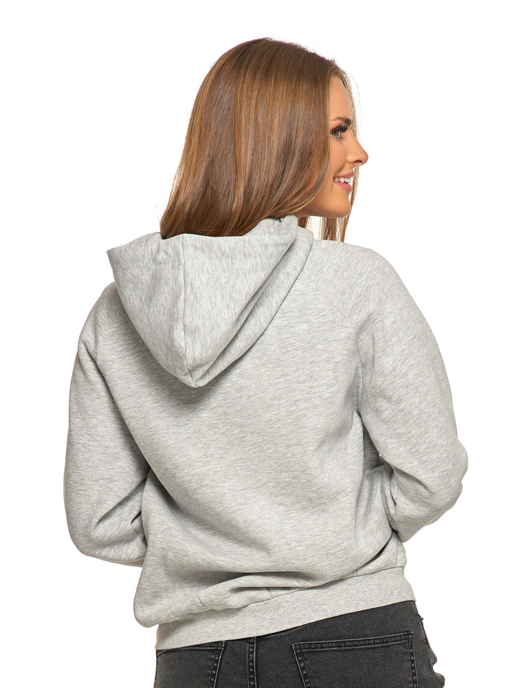 Bluzy - Ocieplana bluza dresowa damska z napisem SZARY - produkt moraj.pl 2
