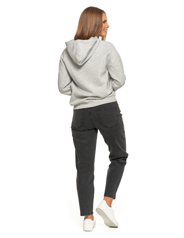 Bluzy - Ocieplana bluza dresowa damska z napisem SZARY - produkt moraj.pl 9