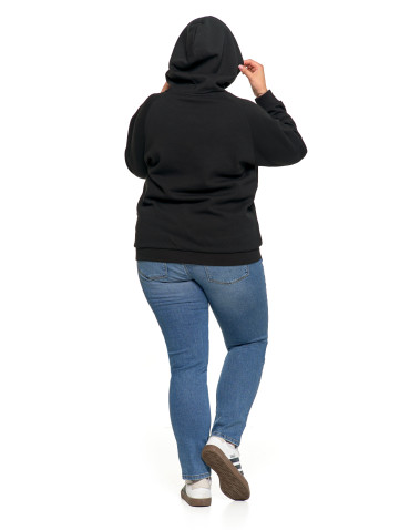 Bluzy - Ocieplana bluza dresowa damska z napisem CZARNY - produkt 15