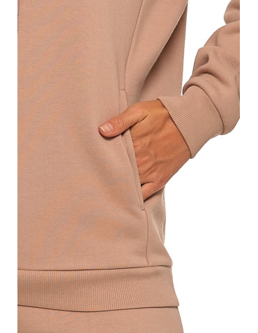 Bluzy - Bluza damska dresowa ocieplana z kapturem BEŻOWY - produkt 4