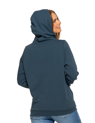Bluzy - Bluza damska dresowa ocieplana z kapturem GRANATOWY - produkt 6