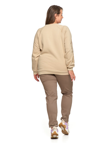 Bluzy - Bluza damska ocpielana ze złotym kwiatowym nadrukiem BEŻOWY - produkt 14