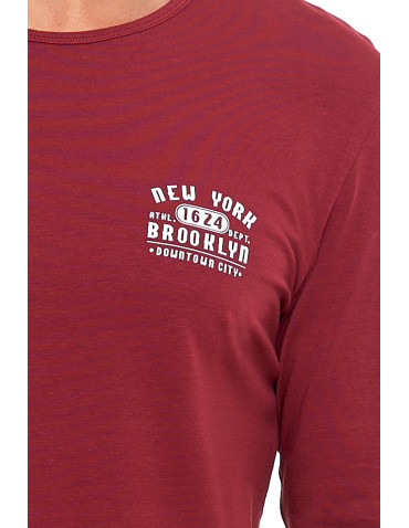 Długi rękaw - Męska piżama bawełniana długa z nadrukiem Plus Size CZERWONY - produkt 3