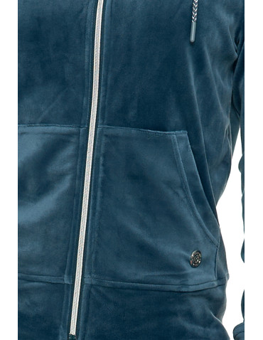 Bluzy - Welurowa bluza damska rozpinana z kapturem GRAFIT - produkt 4
