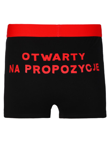 Bokserki dopasowane - Bokserki męskie walentynkowe zabawne z kłódką i napisem CZARNY - produkt 3