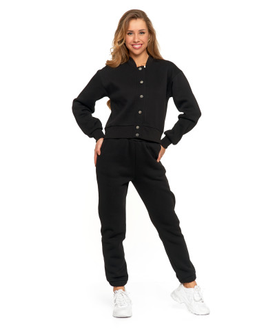 Bluzy - Damska bluza bomberka ocieplana z napami CZARNY - produkt 4