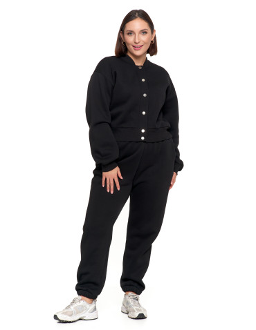 Bluzy - Damska bluza bomberka ocieplana z napami CZARNY - produkt 9