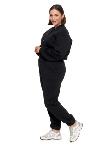 Bluzy - Damska bluza bomberka ocieplana z napami CZARNY - produkt 11