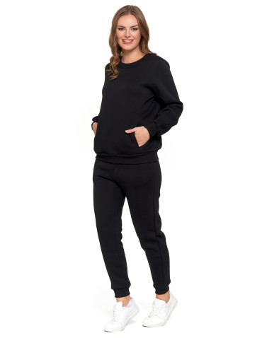 Bluzy - Damska bluza ocieplana z kieszeniami CZARNY - produkt 7